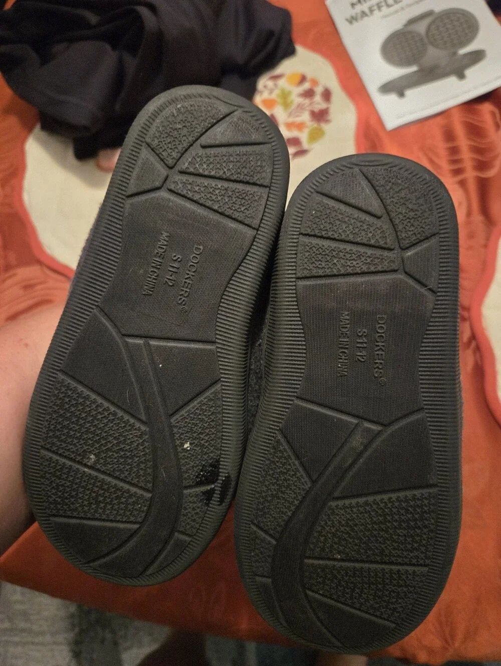 Dockers Kids Charcoal Moccasin Slippers with Tan Bow